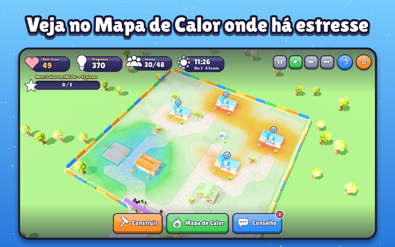 Mapa de Calor mostrando estresse e calma na escola